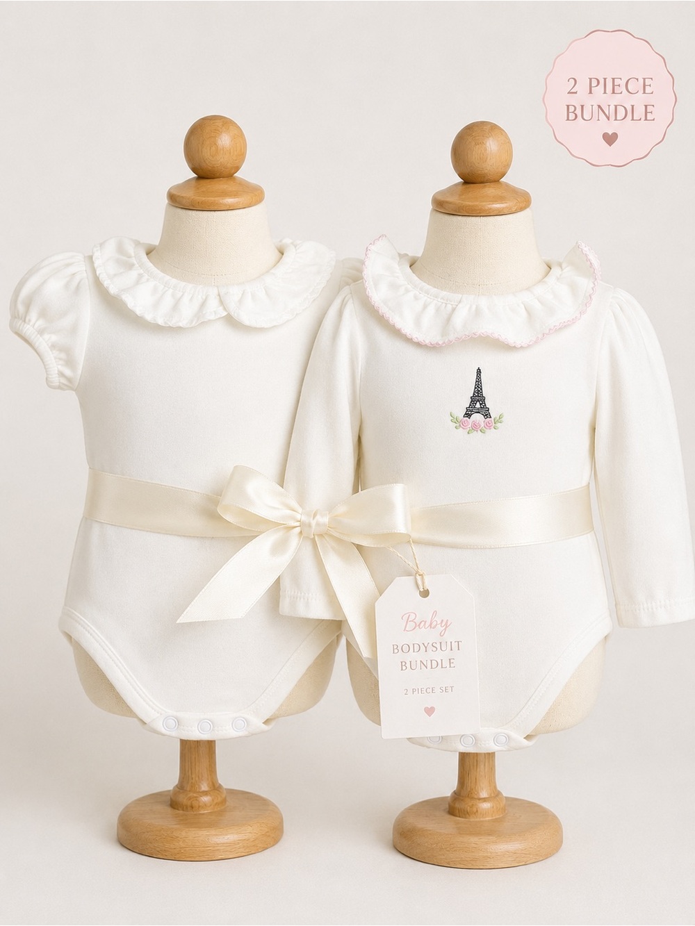 Janie and Jack Baby Girl 2-Piece Bodysuit Bundle 6-12M Paris Ruffle